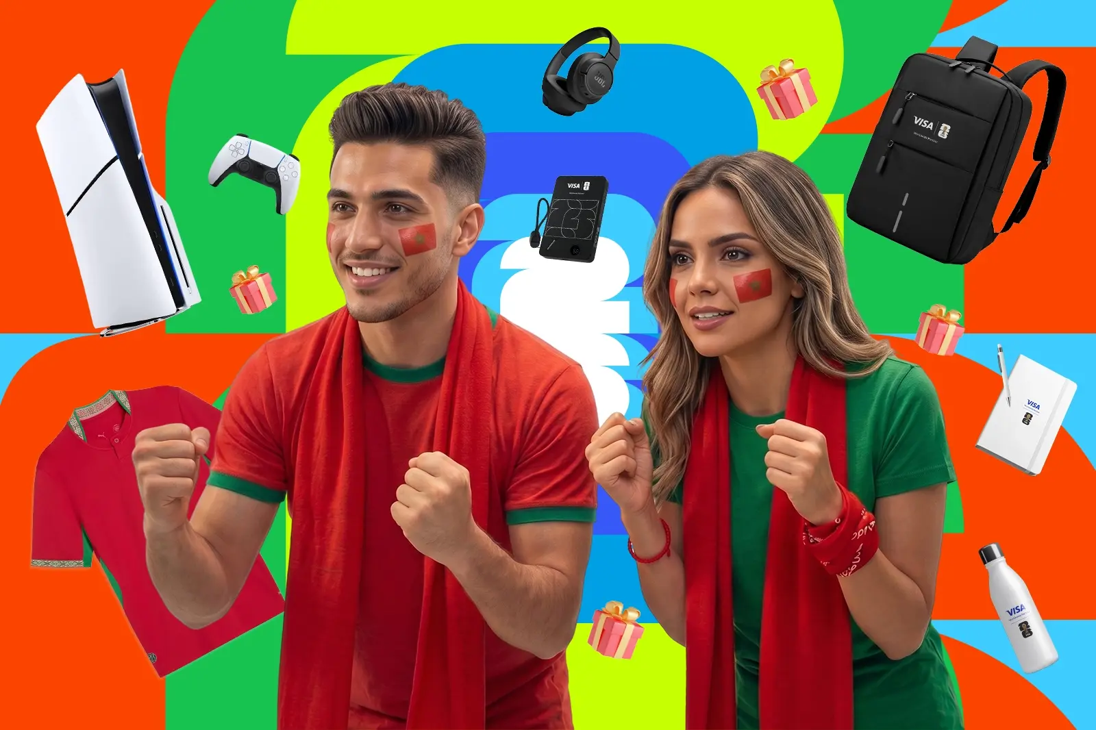 Supporters Coupe du Monde 2026 avec cadeaux CIH Bank